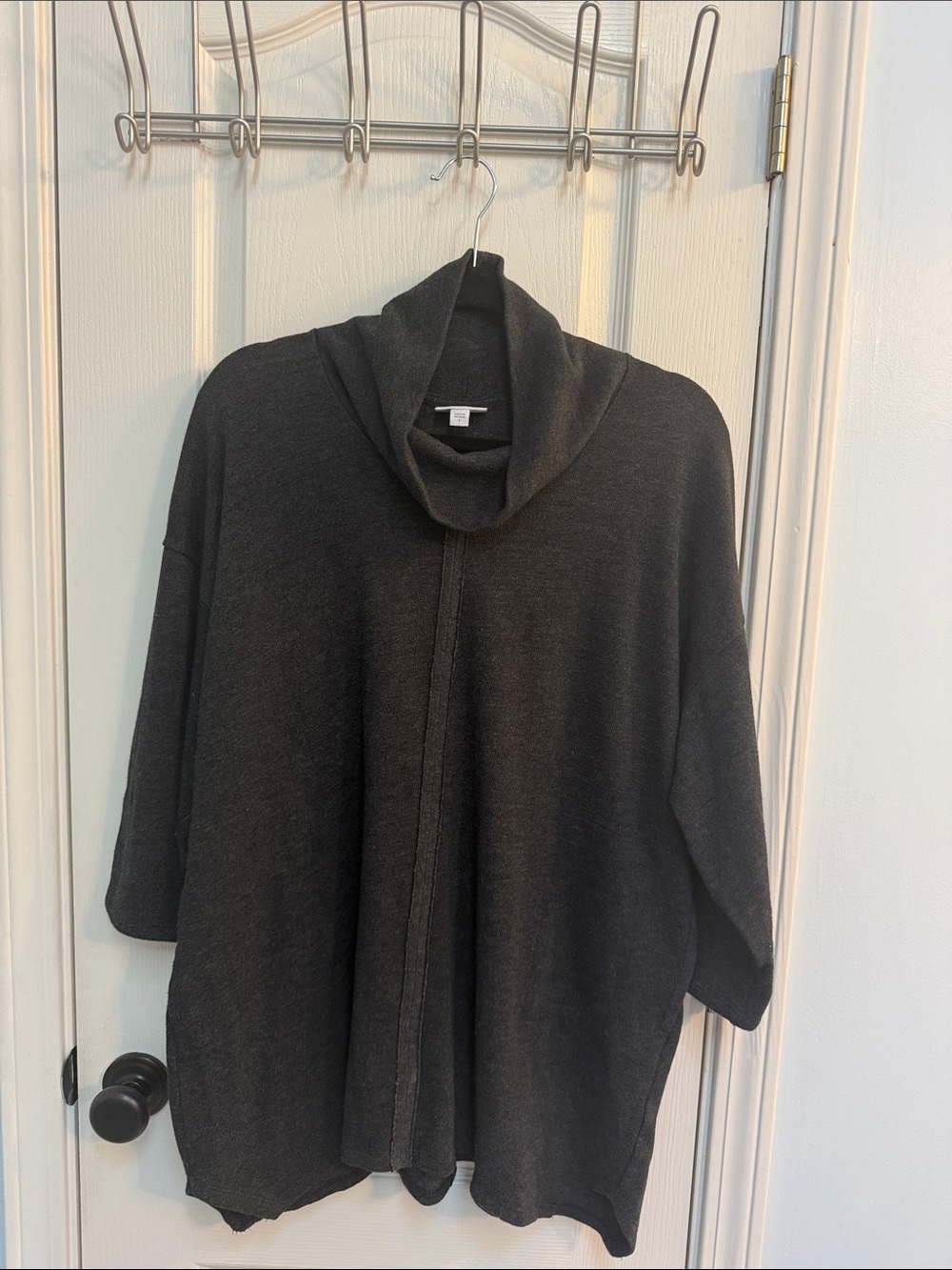 Women's Charcoal Cowl Neck Sweater - Relaxed Fit
